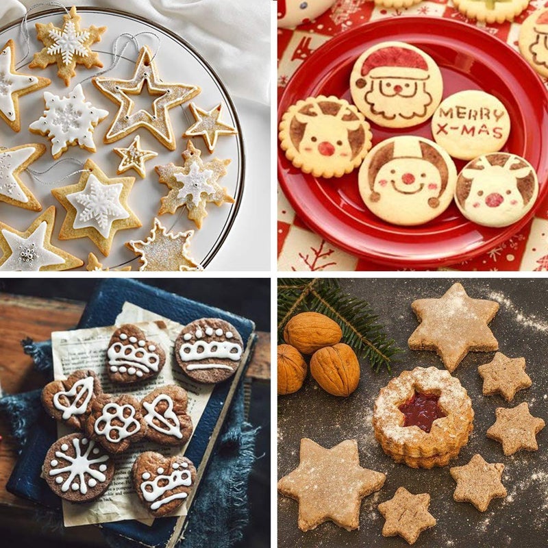 MCIGICM Cookie Cutters Shapes Baking Set  12PCS Flower Round Heart Star Shape Biscuit Stainless Steel Metal Molds Cutters for Kitchen Baking Halloween Christmas Small Cookie Cutters - Image 3