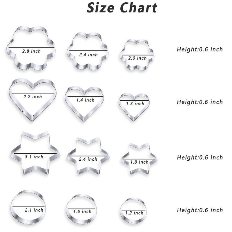MCIGICM Cookie Cutters Shapes Baking Set  12PCS Flower Round Heart Star Shape Biscuit Stainless Steel Metal Molds Cutters for Kitchen Baking Halloween Christmas Small Cookie Cutters - Image 5