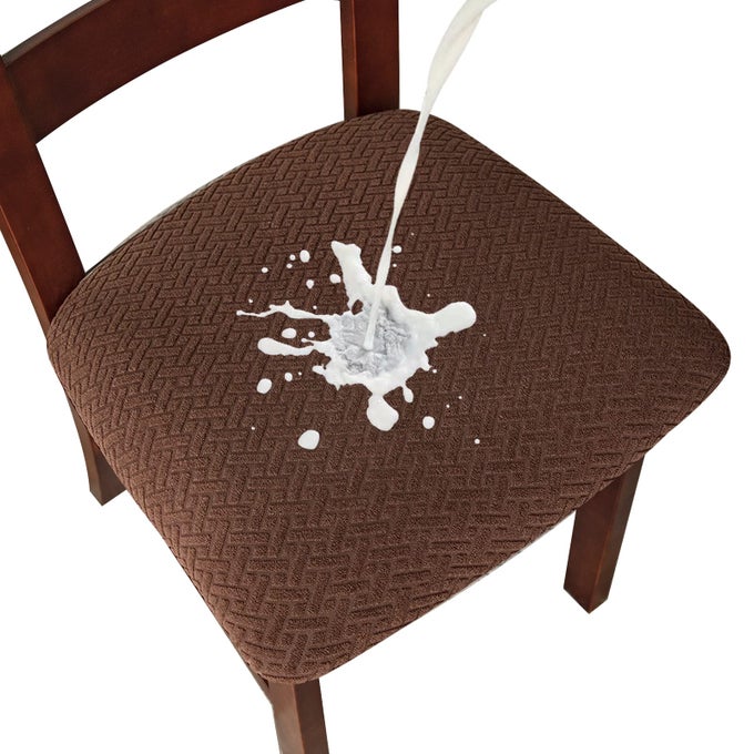 WATERPROOF SEAT COVERS FOR DINING ROOM CHAIRS COVERS DINING CHAIR SEAT COVERS KITCHEN CHAIR COVERS SLIPCOVERS CHOCOLATE 4 PCS