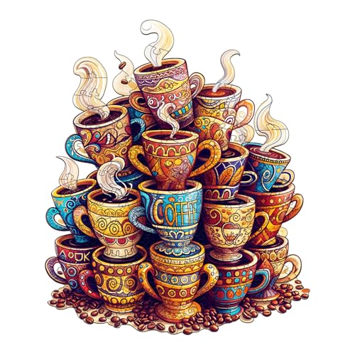SECOGM Wooden Puzzles for Adults Coffee Dream Wood Puzzles Adult Unique Animal Shape Wooden Jigsaw Puzzles for Adults Birthday Gifts for Puzzle Lovers Family 134 113in 300 Pieces - Image 1