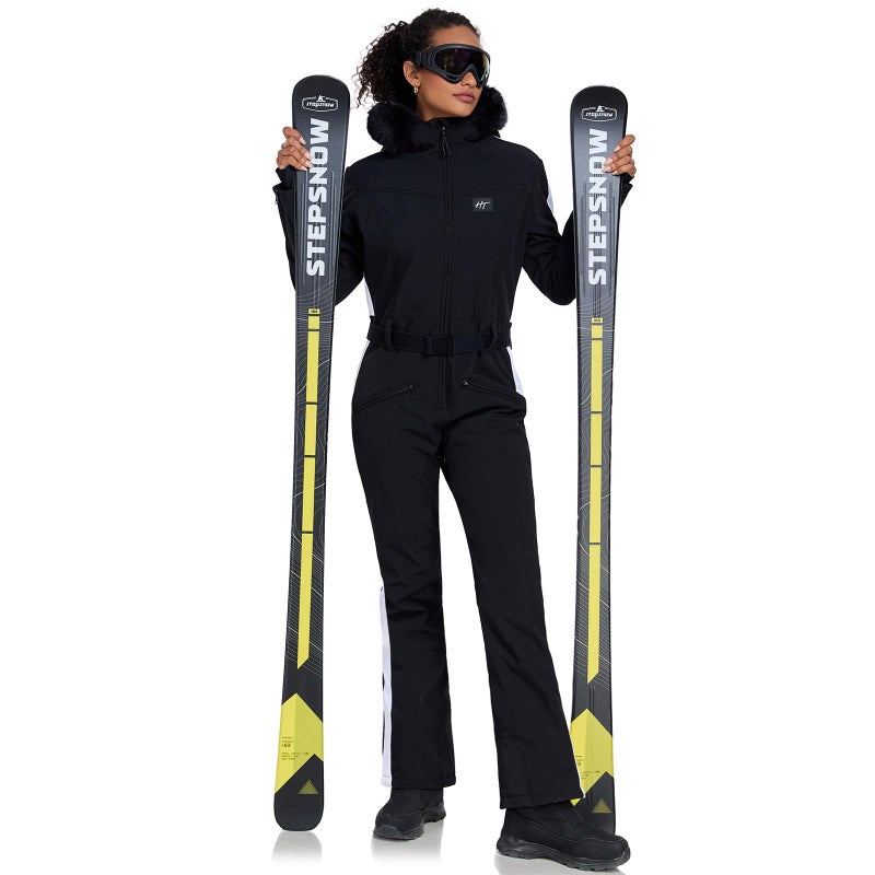 HOTIAN Womens Ski Suits Onesies Snowsuit Jumpsuits Winter Outdoor Sports Waterproof One Piece Snowboard Ski Outfits(Black-L) - Image 2