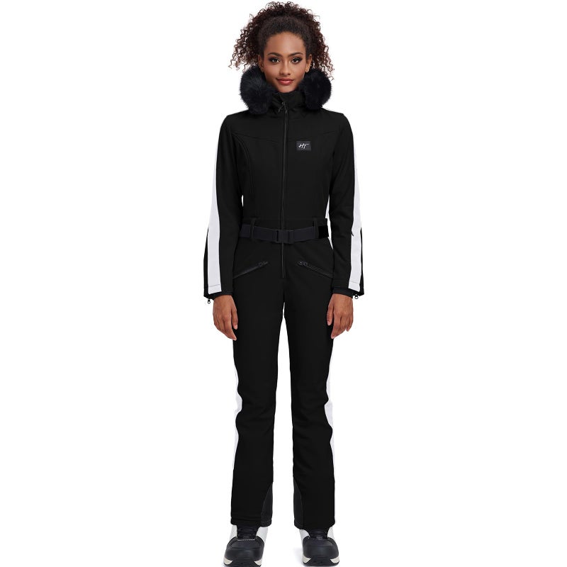HOTIAN Womens Ski Suits Onesies Snowsuit Jumpsuits Winter Outdoor Sports Waterproof One Piece Snowboard Ski Outfits(Black-L) - Image 5