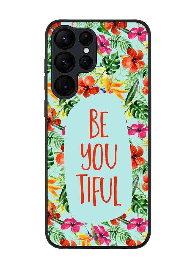 Stylizedd Rugged Black edge case for Samsung Galaxy S22 Ultra 5G Slim fit Soft Case Flexible Rubber Edges Anti Drop TPU Gel Thin Cover - Be You Tiful - Image 1