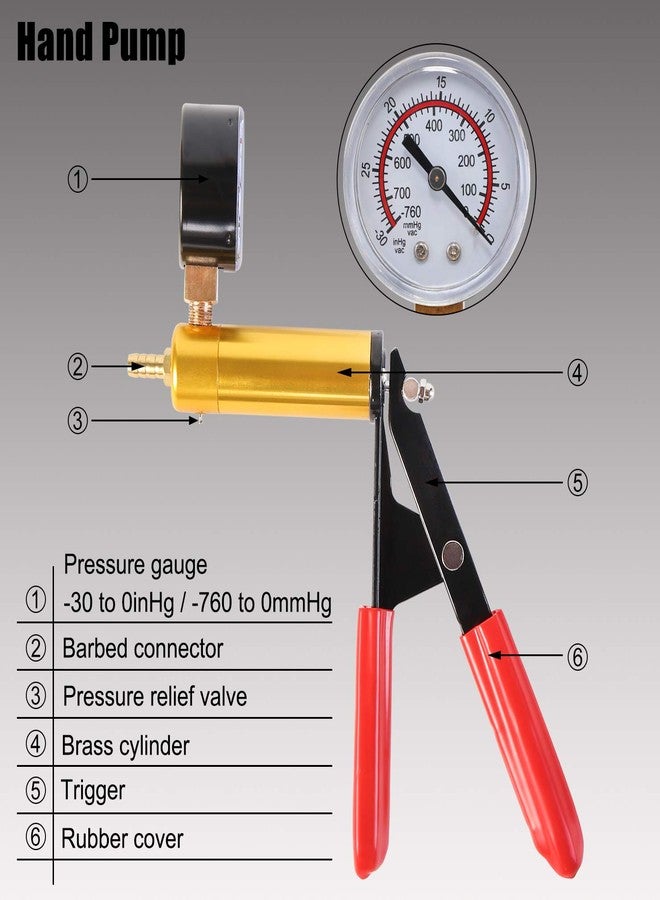 YSTOOL Brake and Clutch Fluid Hand Pump Vacuum Bleeder Tool Kit Brake Oil Change Power Steering Fluid Bleeding Set with Hand Pump Jar Adapters for Auto Car Truck Motorcycle Use (Red) - Image 4