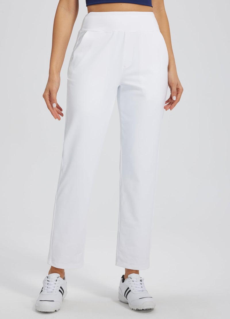 Libin Womens Casual Travel Pants Stretchy Golf Ankle Pants 7/8 Dress Pant Slacks Athletic Workout Sweatpants with 4 Pockets White S - Image 2