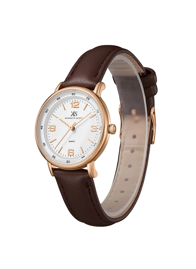 KENNETH SCOTT Kenneth Scott Women's White Dial Analog Watch - K23540-RLDW