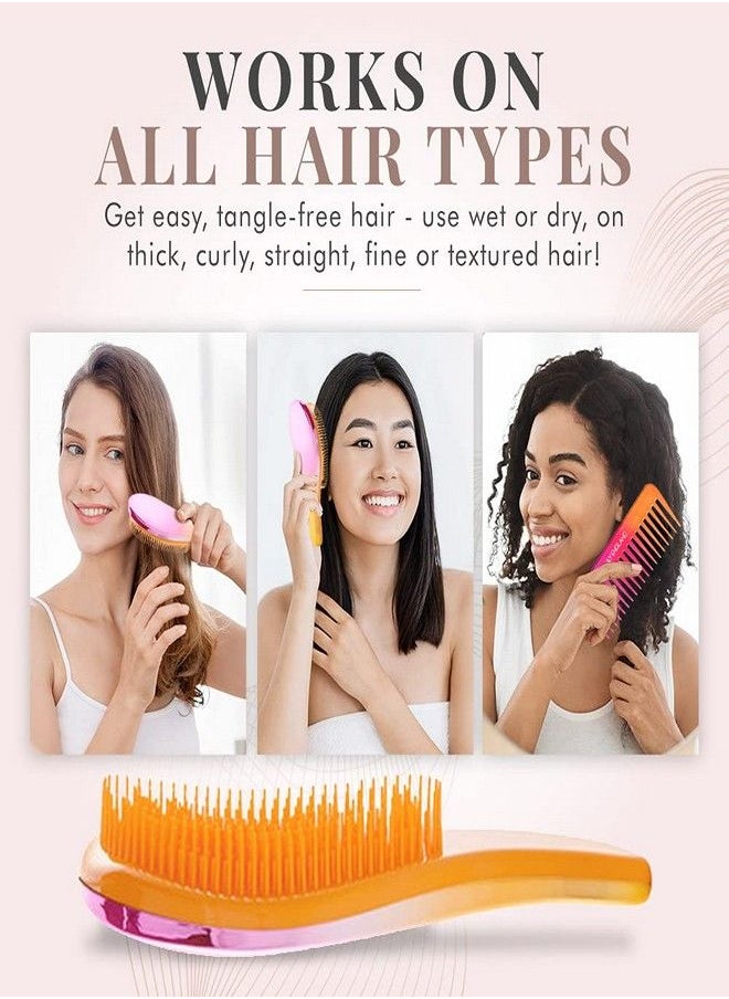 Detangling Hairbrush and Comb Set - Detangler Brush for Wet, Dry, Curly, Women & Kids Hair with Wide Tooth Comb by Lily England (Pink Orange) - pzsku/Z71D0BE4DD77053417C71Z/45/_/1670247739/c9ed7eaa-274f-47ed-a3a6-aebb4e73a48c