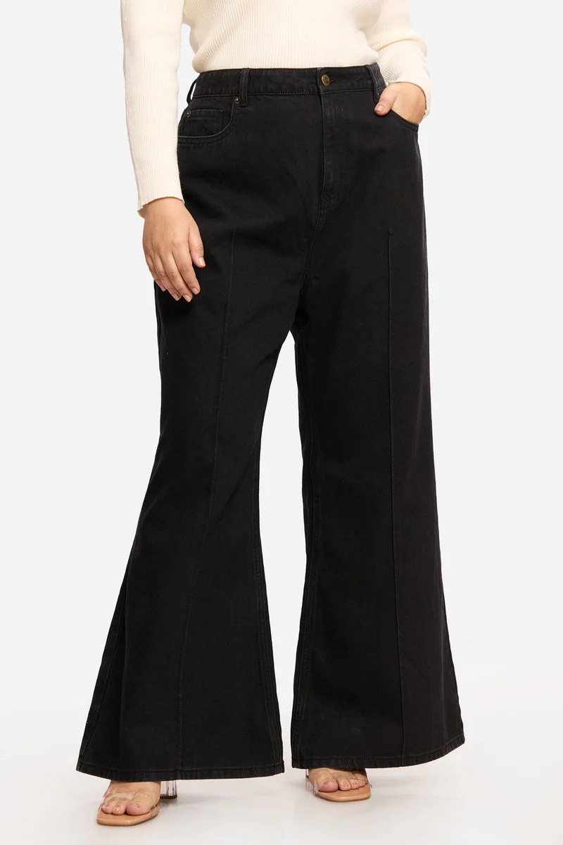 Virgio Solid Cotton Denim Bootcut Plus Size Jeans for Women