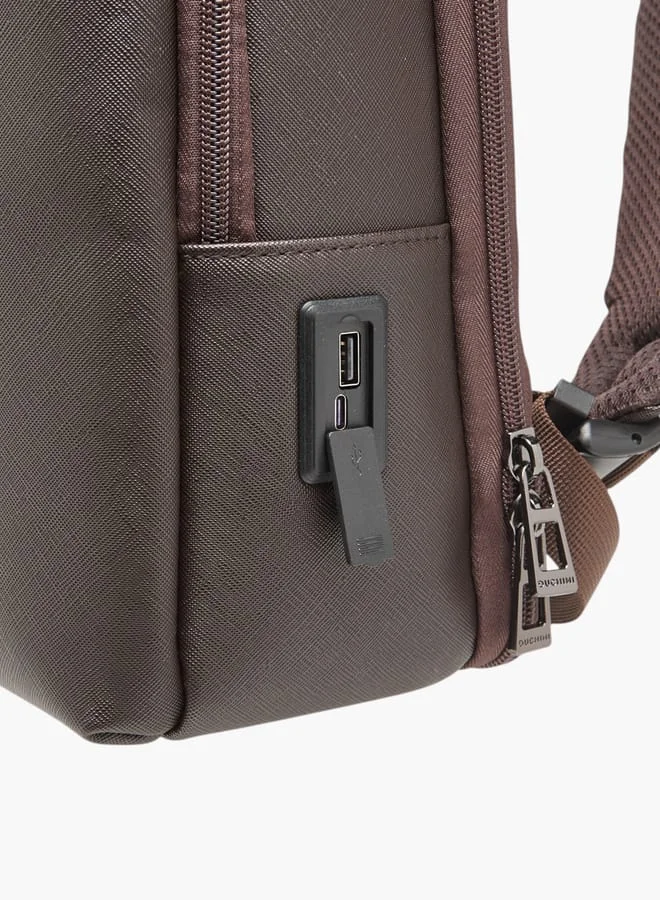DUCHINI Solid Backpack With Zip Closure And Laptop Compartment - 39X29X8 Cm