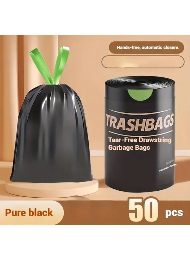 50pcs Drawstring Trash Bags Thick Leak Proof for Kitchen Bathroom Living Room - Image 1