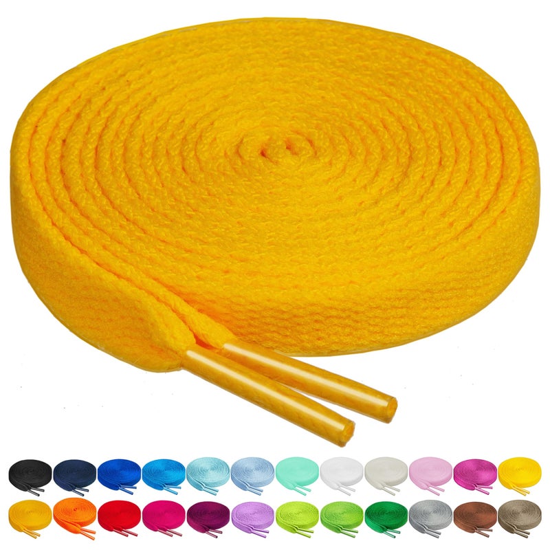 Birch Shoelaces in 27 Colors Flat 5/16" Shoe Laces in 4 Different Lengths (45.5"(115cm) L, Sunflower Yellow) - Image 1
