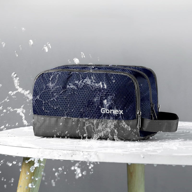 Gonex Travel Toiletry Bag Nylon, Shaving Bag Toiletry Organizer Deep Blue - Image 2