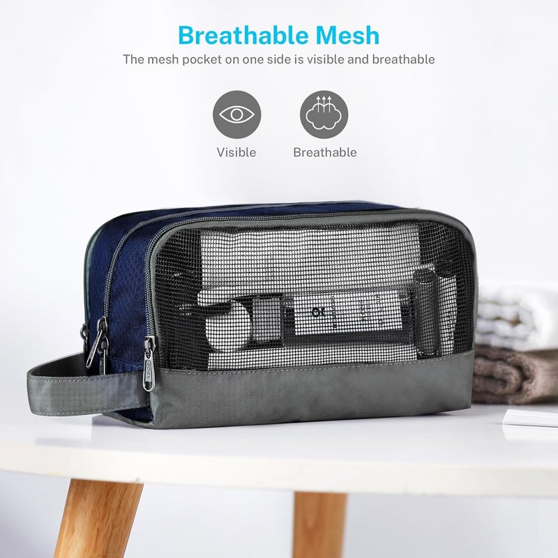 Gonex Travel Toiletry Bag Nylon, Shaving Bag Toiletry Organizer Deep Blue - Image 5