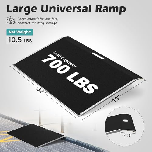 Nuvium 19L x 32W Threshold Ramp for Doorways Wider Boards PortableAntiSlip Ramps for Wheelchairs for Home700 LBS Load CapacityAluminum Door Ramp and Curb Ramp for ScootersPower ChairsWalkers - Image 5
