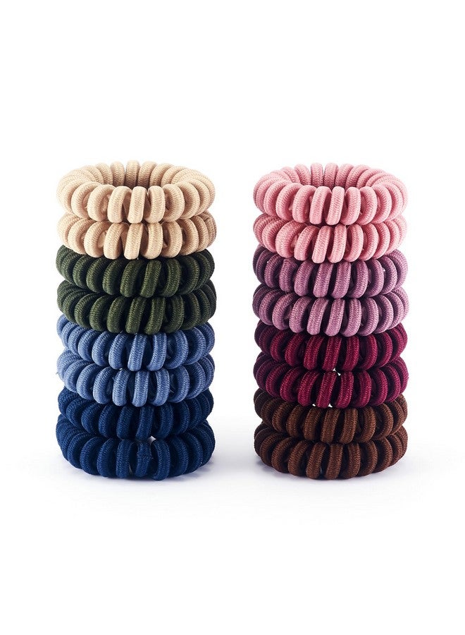 QIUTIMIY 16Pcs Spiral Hair Ties (Cloth) Hair Elastic Coils For Women And Girls Waterproof Phone Cord Hair Scrunchies Accessories Bands For Ponytails And Updos - Image 1