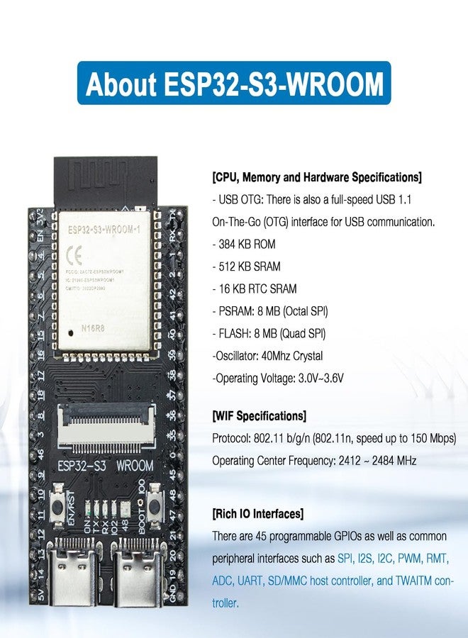 LAFVIN مجموعة البداية الفائقة LAFVIN لتعلم برمجة MicroPython و C Language لـ ESP32-S3-WROOM مع الدليل - Image 5
