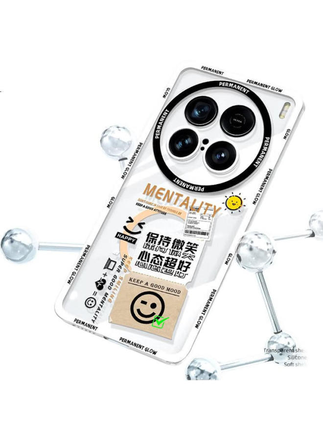 Xp Compatible Vivox100Ultra Phone Case Full Cover X100Ultra Transparent Soft Silicone Heat Dissipation Lens Protection Case For Men And Women Anti-Drop High-End Protective Cover - White Frame Good Men - Image 1