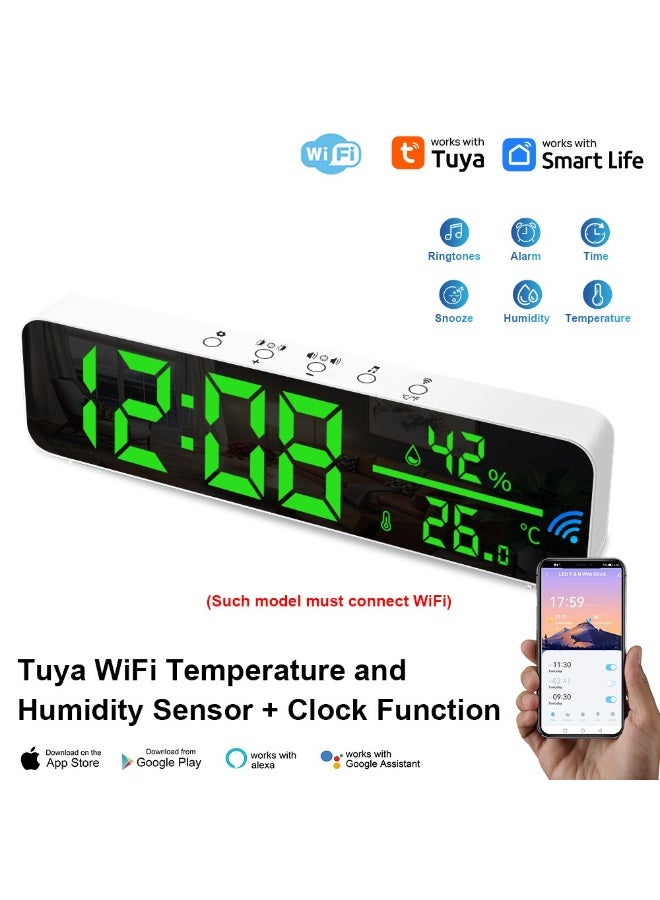 WiFi Smart LED Digital Alarm Clock with Temperature & Humidity Display - Image 1