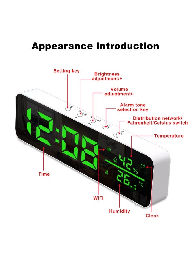WiFi Smart LED Digital Alarm Clock with Temperature & Humidity Display - Image 2