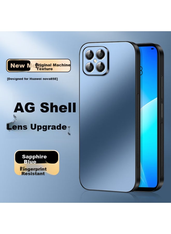 Shang Su Huawei Nova 8 Se غطاء هاتف Nova 8 Se غطاء واقي Ag صقيل العدسة تغليف كامل إحساس آلة أصلي بسيط أعمال فخامة خفيفة مقاوم للرياح ومقاوم للسقوط موديلات نسائية ورجالية زفير أزرق