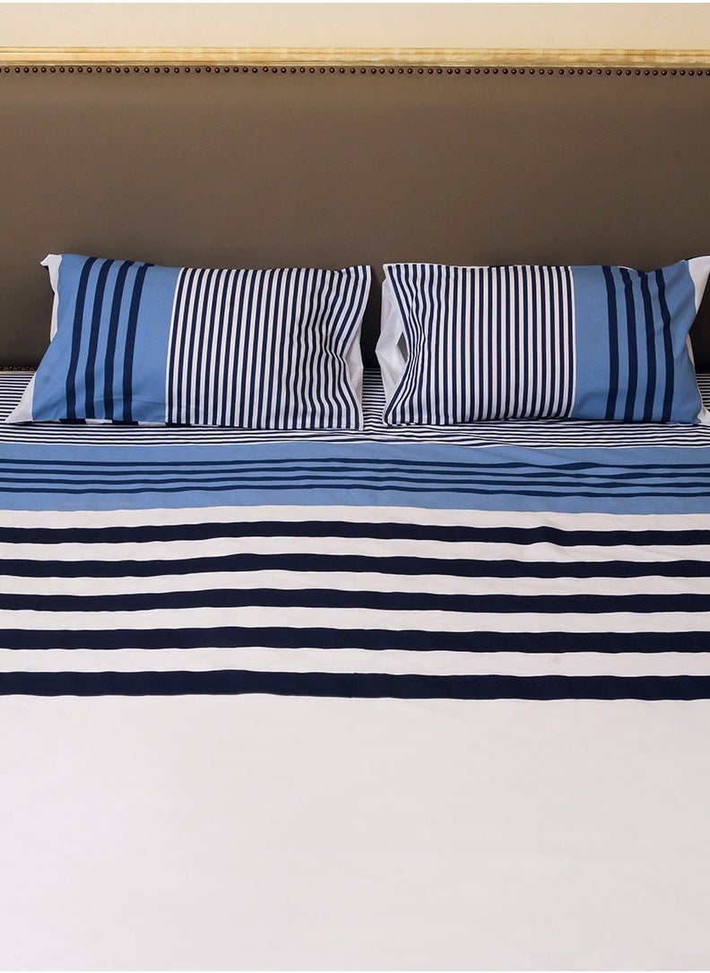 Home-Tex Design - 3 Piece Hometex Design 100% Cotton King Size Printed Flat Sheet Set FEYDE - 1 Flat Sheet (240x260 cm) + 2 Pillow Covers (50x80 cm) - Image 1