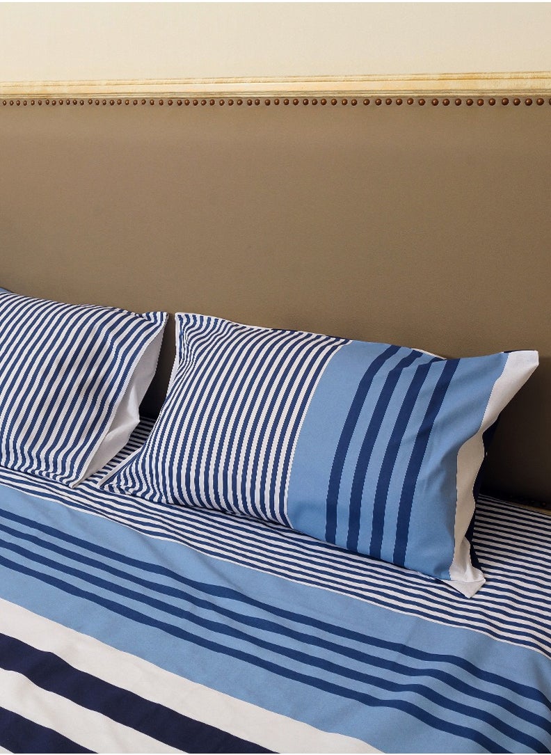 Home-Tex Design - 3 Piece Hometex Design 100% Cotton King Size Printed Flat Sheet Set FEYDE - 1 Flat Sheet (240x260 cm) + 2 Pillow Covers (50x80 cm) - Image 1