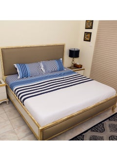 Home-Tex Design 3 Piece Hometex Design 100% Cotton King Size Printed Flat Sheet Set FEYDE - 1 Flat Sheet (240x260 cm) + 2 Pillow Covers (50x80 cm)  - Image 1