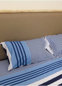 Home-Tex Design 3 Piece Hometex Design 100% Cotton King Size Printed Flat Sheet Set FEYDE - 1 Flat Sheet (240x260 cm) + 2 Pillow Covers (50x80 cm)  - Image 2