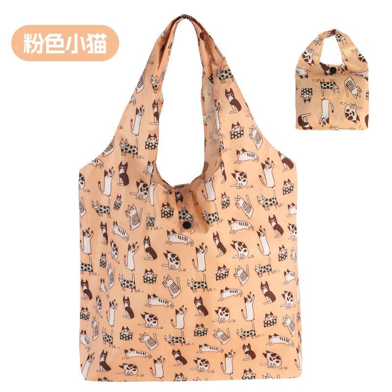 New Waterproof Large Capacity Folding Shopping Bag Printed Portable Handbag Environmentally Friendly Storage Bag - Image 1