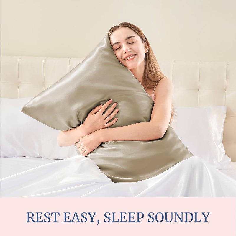 BEDELITE Satin Pillowcase for Hair and Skin, Super Soft Similar to Silk Pillow Cases 4 Pack with Envelope Closure, Cooling Pillowcases for Women Men (20"x26" Standard Size, Taupe) - Image 5