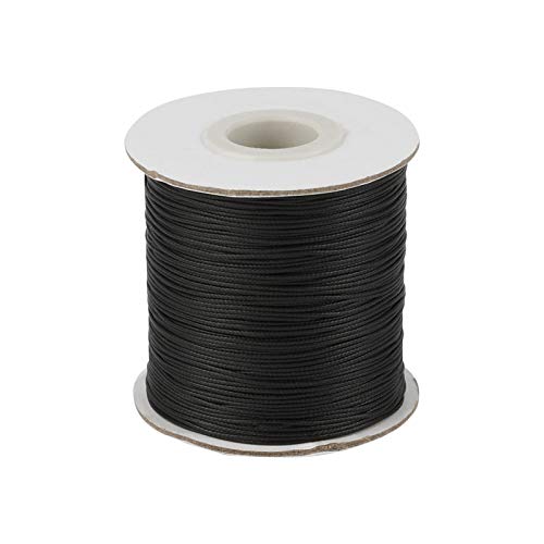 Mega Pet 200 Yards Korean Waxed Polyester Cords Black Braided Beading String Necklace Bracelet Wire Threads 0.5mm with Spool for Jewelry Making Macrame Supplies - Image 1