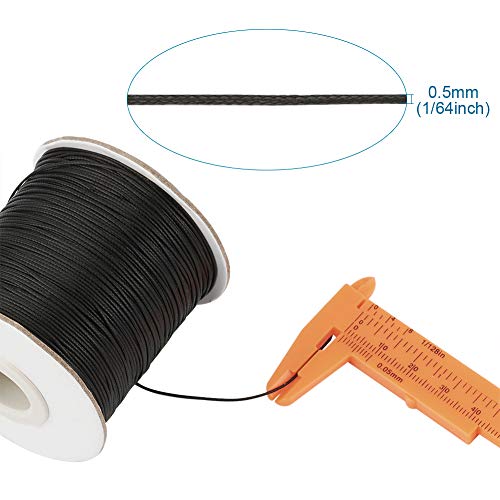Mega Pet 200 Yards Korean Waxed Polyester Cords Black Braided Beading String Necklace Bracelet Wire Threads 0.5mm with Spool for Jewelry Making Macrame Supplies - Image 3