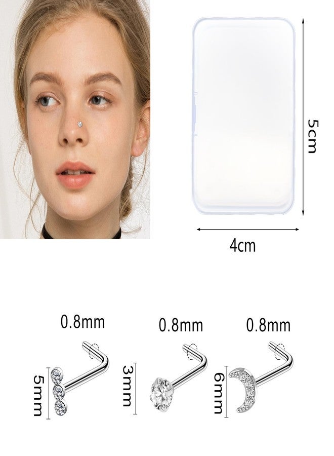 ONESING 44 Pcs 20G Nose Rings Studs Nose Piercings for Women and Men Surgical Steel Moon Star Heart L Shapes Nose Rings Hypoallergenic Nose Studs Body Piercings - Image 3