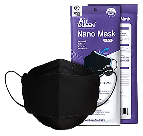 AIRQUEEN Black AirQueen Nano Fiber Filter Face Safety Mask for Adult, Individually Packaged, Made in Korea [Pack of 30] - Image 1