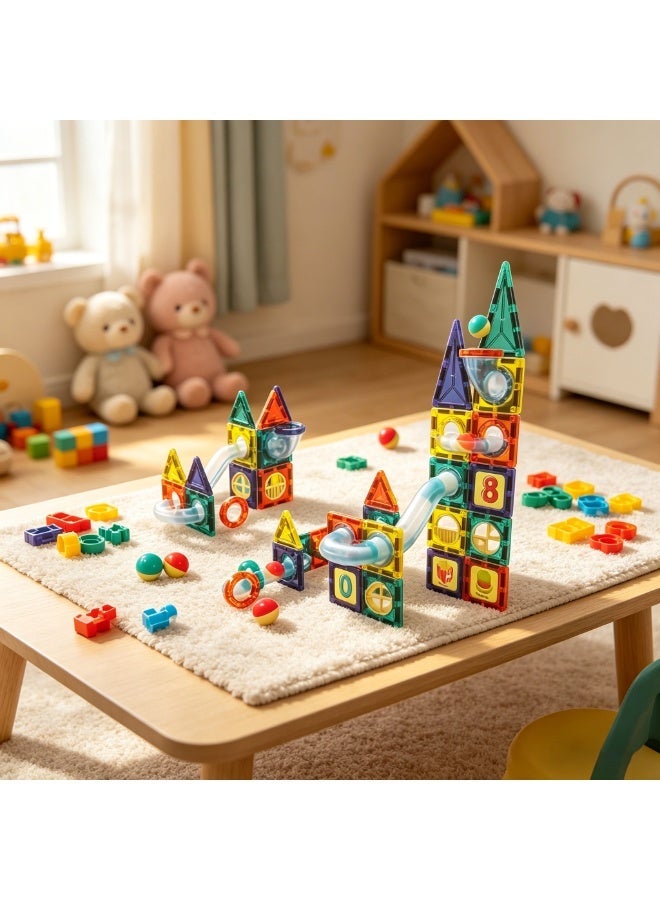 Rich Life Magnetic Pipe Building Blocks 73 PCS STEM Construction Toy Set | Educational Magnetic Building Kit Creative Assembly Learning Toys for Kids Brain Development Fine Motor Skills DIY Engineering Building Blocks - Image 2