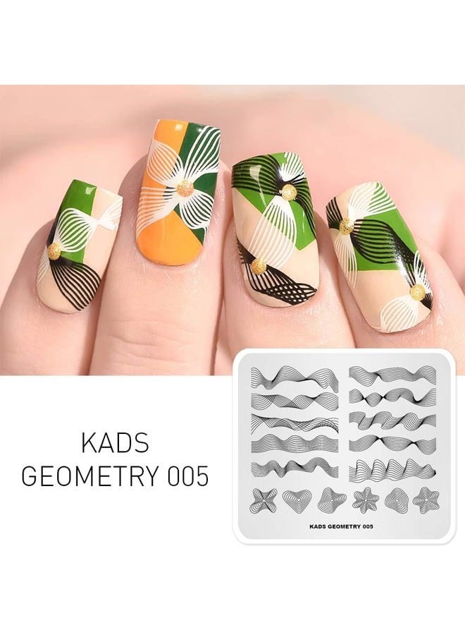 KADS Nail Stamping Plate Geometry Template Image Design Plates for Nail Art Decoration and DIY Nail Art(GE005) - Image 3