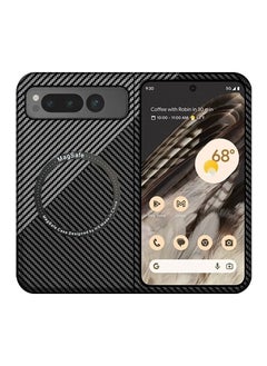 SYOSI Magnetic Case for Google Pixel Fold, Aramid Fiber Case Compatible with MagSafe Wireless Charging Anti-Scratch Shockproof Slim & Light Phone Case for Pixel Fold (Black, Silver)