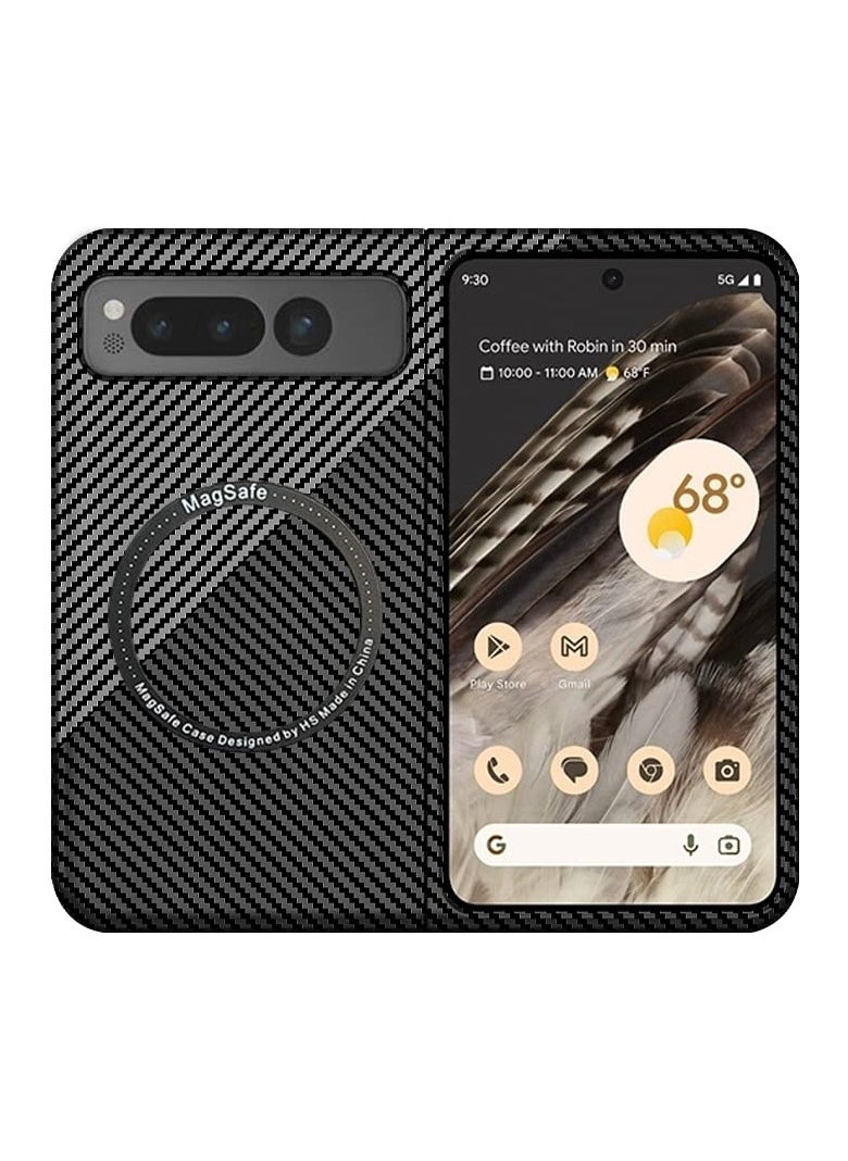 SYOSI - SYOSI Magnetic Case for Google Pixel Fold, Aramid Fiber Case Compatible with MagSafe Wireless Charging Anti-Scratch Shockproof Slim & Light Phone Case for Pixel Fold (Black, Silver) - Image 1