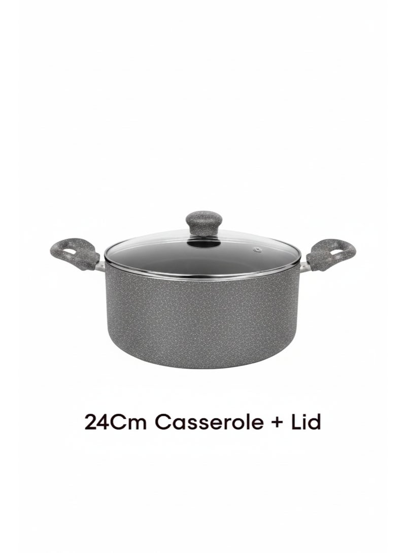 Bisbell 9-Piece Premium Granite Coated Non-Stick Cookware Set | Durable Casserole, Sauce Pan & Frypan Collection with Glass Lids | PFOA-Free Pots & Pans,BB2101 - Image 5