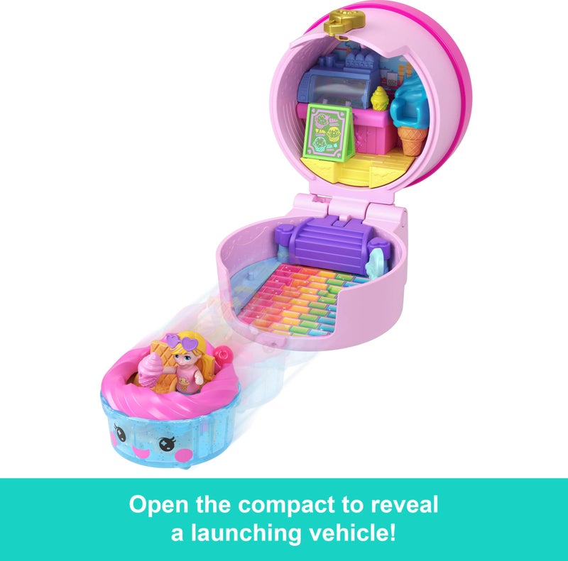 Polly Pocket Micro Dolls & Compacts with Toy Cars, Food Theme Vehicle Collection, Tiny Take Out Reveal Assortment with Surprises - Image 5
