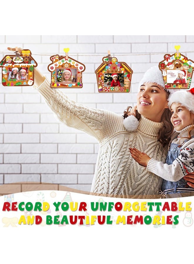 Funrous Christmas Picture Frame Craft Gingerbread House Ornaments DIY Gingerbread House Photo Frame Christmas Tree Hanging Decorations for Kids Xmas Party Decor Home Class Decorations - Image 4