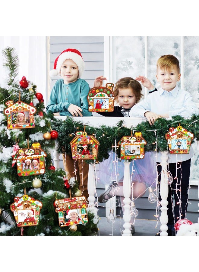 Funrous Christmas Picture Frame Craft Gingerbread House Ornaments DIY Gingerbread House Photo Frame Christmas Tree Hanging Decorations for Kids Xmas Party Decor Home Class Decorations - Image 5