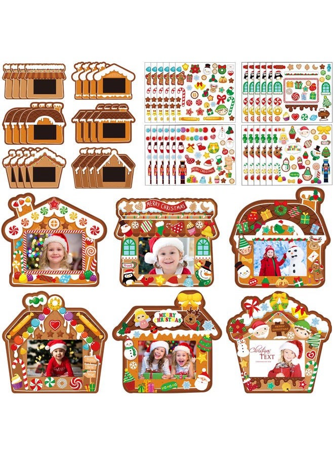 Funrous Christmas Picture Frame Craft Gingerbread House Ornaments DIY Gingerbread House Photo Frame Christmas Tree Hanging Decorations for Kids Xmas Party Decor Home Class Decorations - Image 1