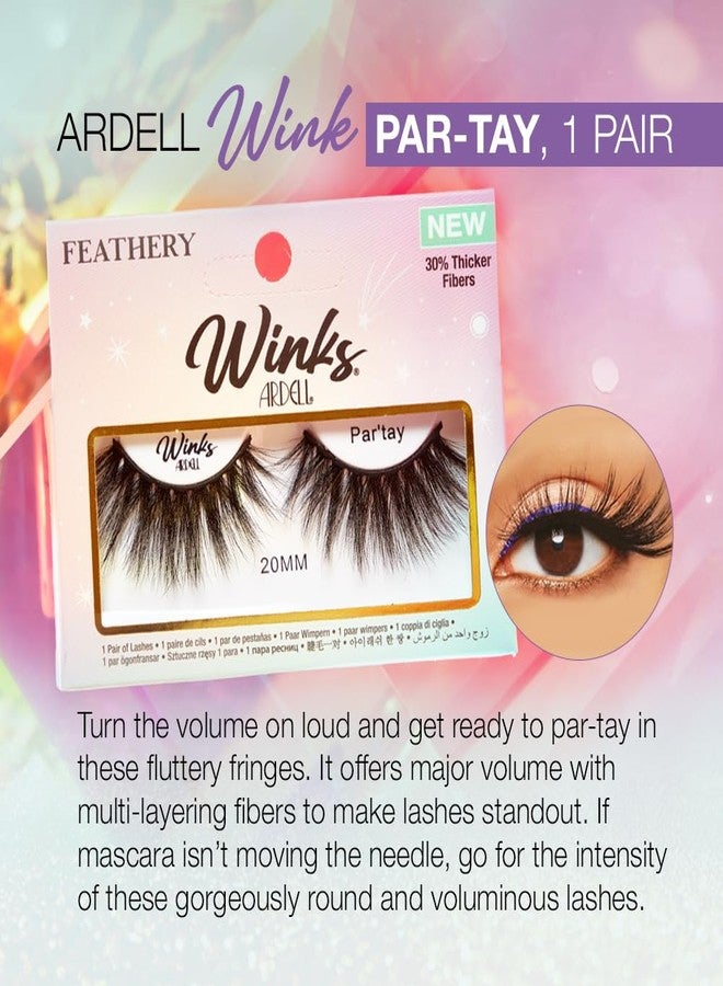 Ardell Winks Par'tay Lashes, Full Volume, 20mm Ultra-Long False Eyelashes, Feathered and Fluttery, Black Band, 1 Pair - Image 2