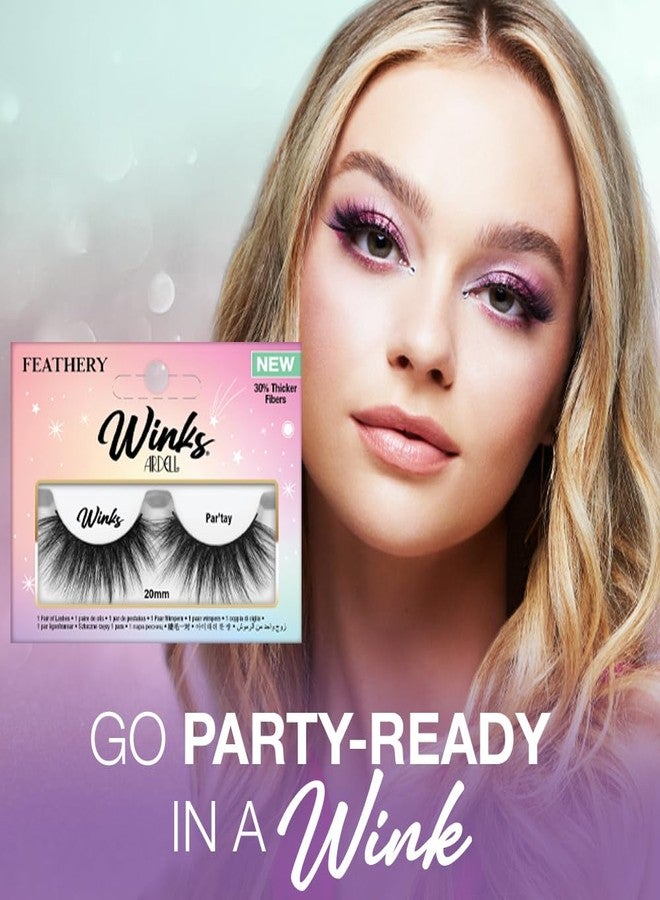 Ardell Winks Par'tay Lashes, Full Volume, 20mm Ultra-Long False Eyelashes, Feathered and Fluttery, Black Band, 1 Pair - Image 3