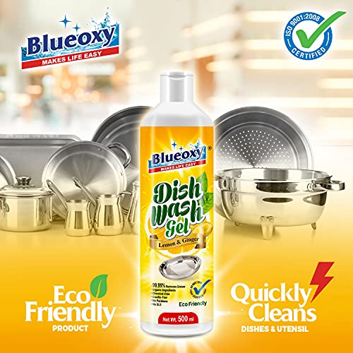BLUEOXY Dish Wash liquid Gel | Dish washing Liquid Gel | Vessel Liquid Gel | Liquid Kitchen Soap | Utensil Cleaner | Grease Cleaner for All Utensils | Ecological Formula | 500 ML | QTY 1 - Image 2