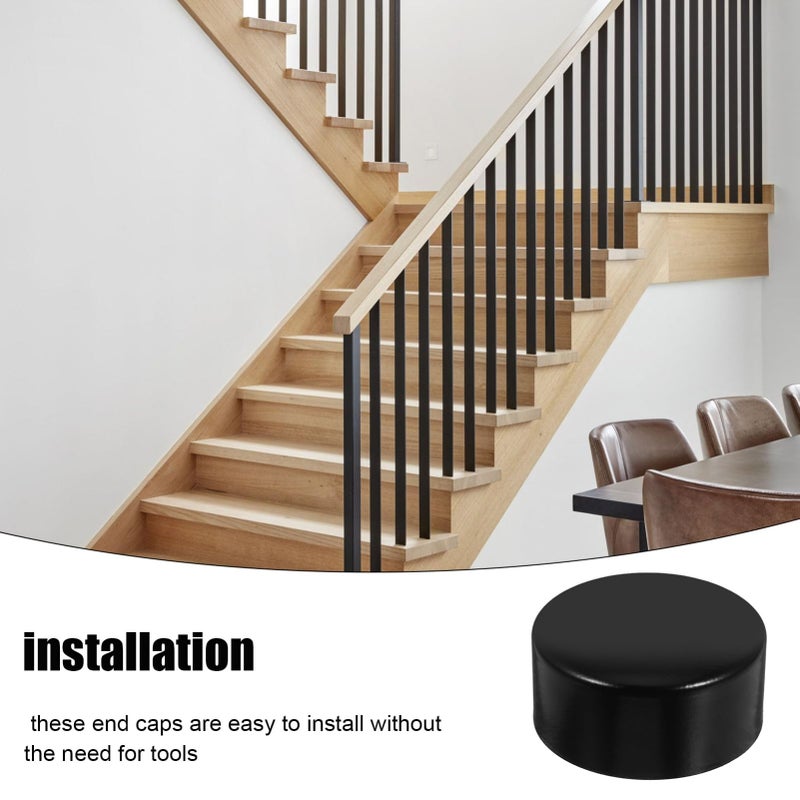 2 Pack Stainless Steel Handrail End Caps Round Decorative Tube Covers Easy Installation - Image 4