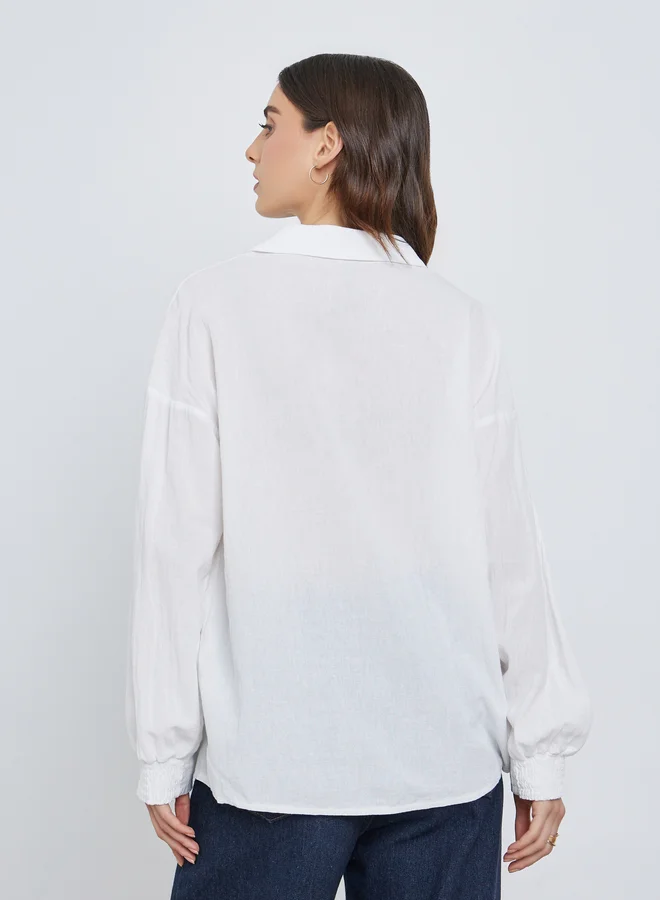 Take Two Take Two Floral Contrast Print Buttoned Long Sleeve Shirt
