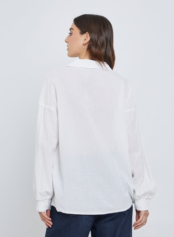 تايك تو قميص بأكمام طويلة وطبعات زهور متباينة بأزرار - Image 4