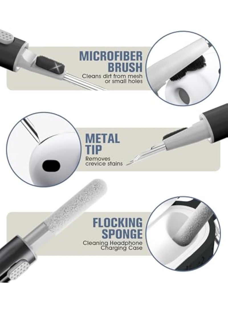 Arabest Compatible with AirPods Pro 3 Case 2025 Cute with Cherry Blossom Keychain and Cleaning Kit, Soft Silicone Shockproof Flower Engraved Compatible with AirPod Pro 3 Case Cover - Dark Gray - Image 4